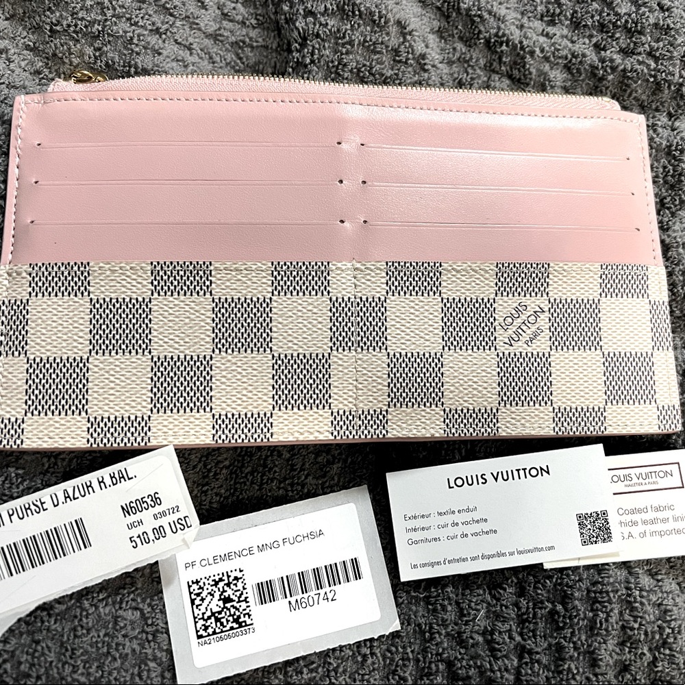 Authentic Louis Vuitton slim wallet Damier Azur